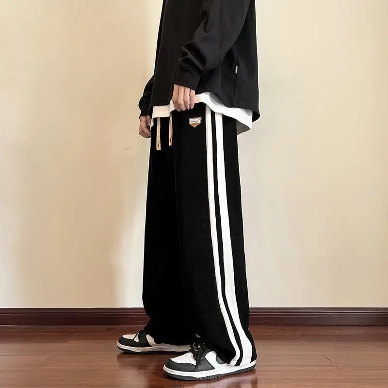 Men Brown Beige Retro Sweatpants with Nike Shoes — feature 2