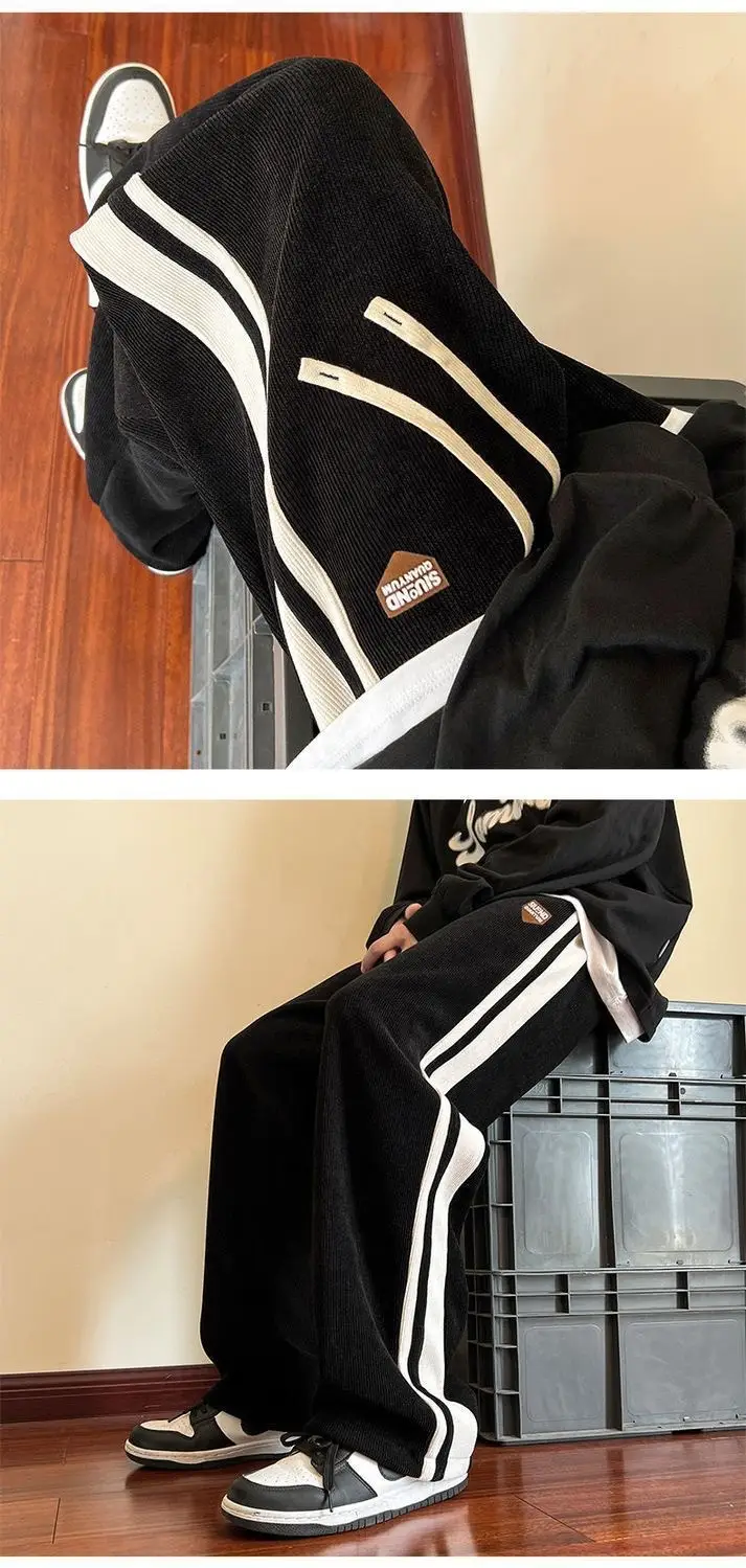 Men Brown Beige Retro Sweatpants with Nike Shoes — feature 3