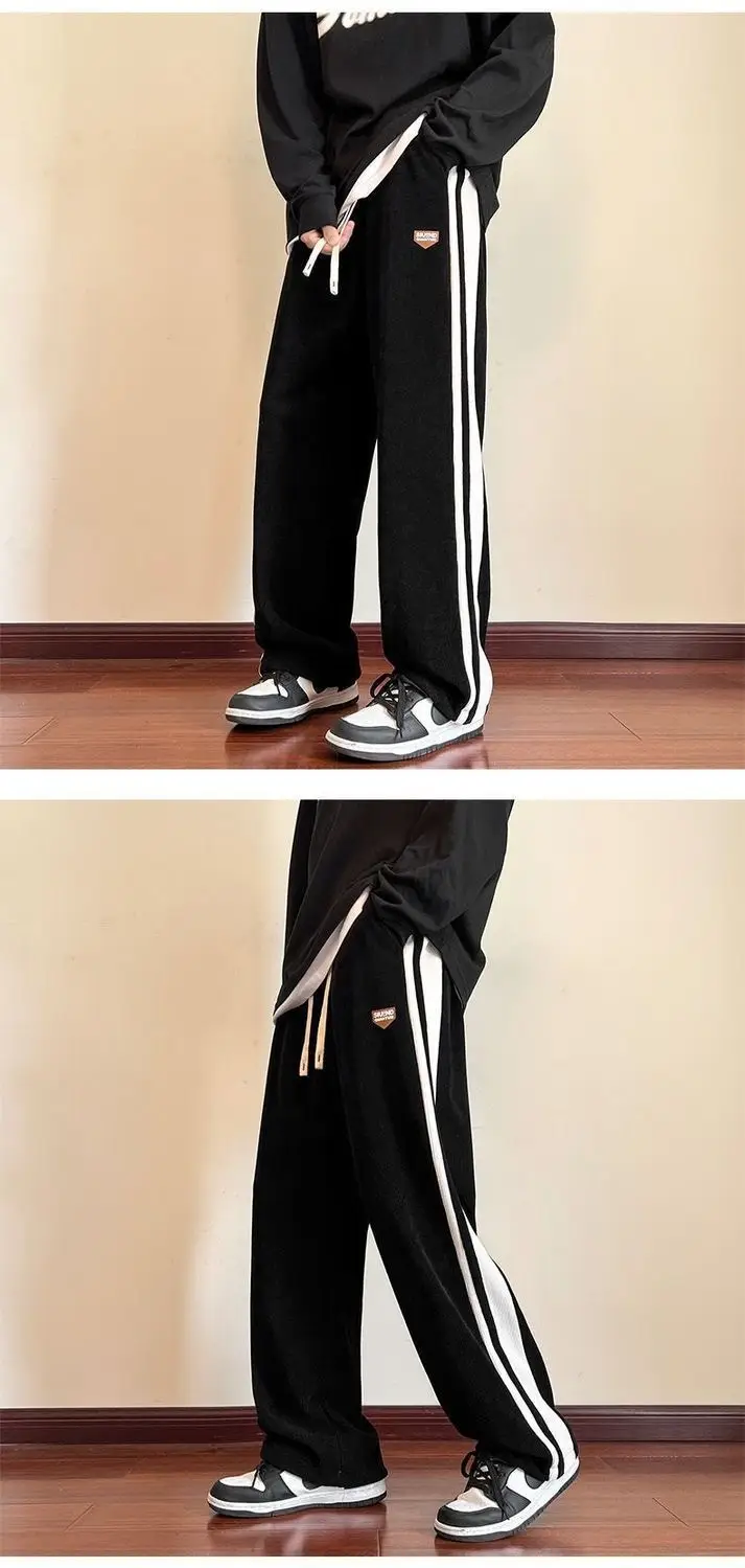 Men Brown Beige Retro Sweatpants with Nike Shoes — feature 7