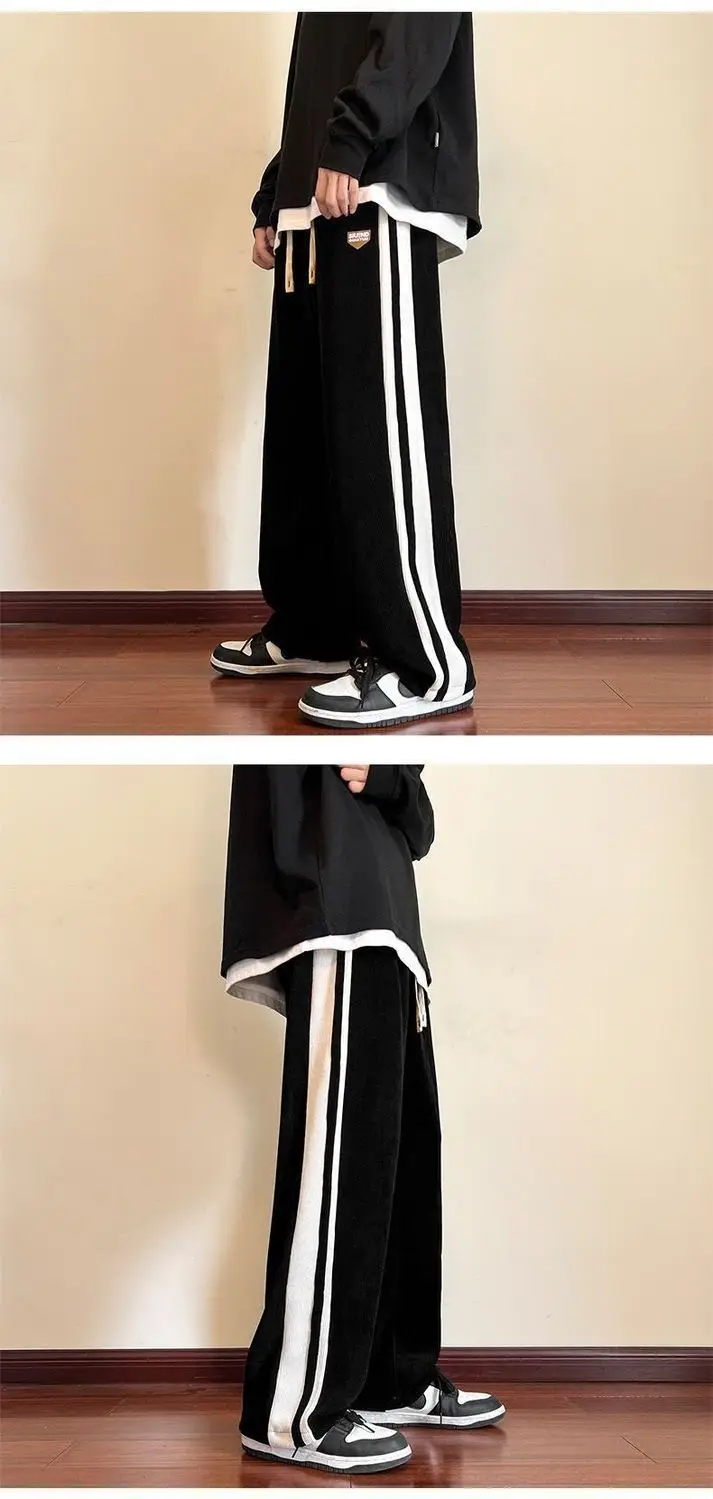 Men Brown Beige Retro Sweatpants with Nike Shoes — feature 8
