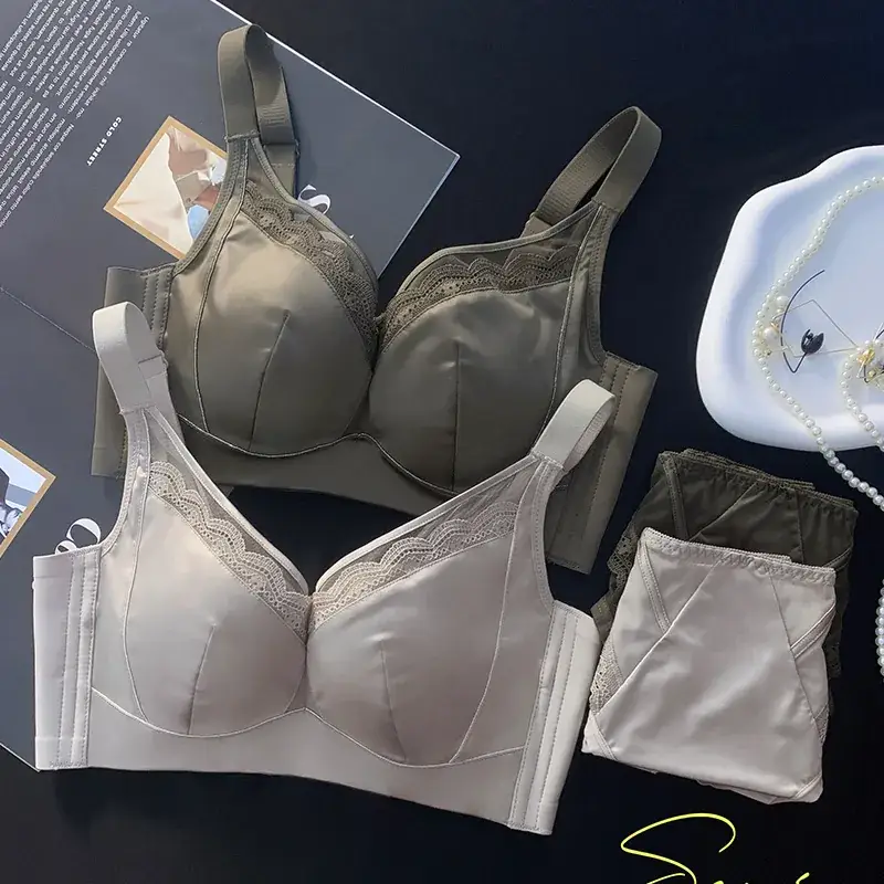 Light Gray Bralette with Lace & Back Gather - Image 5