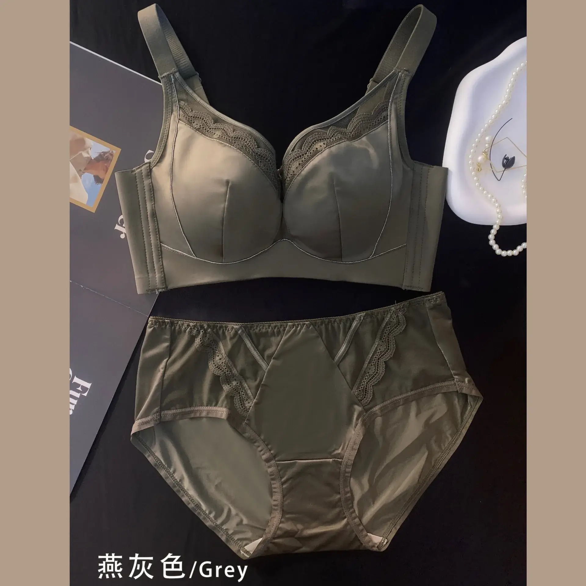 Light Gray Bralette with Lace & Back Gather — feature 10