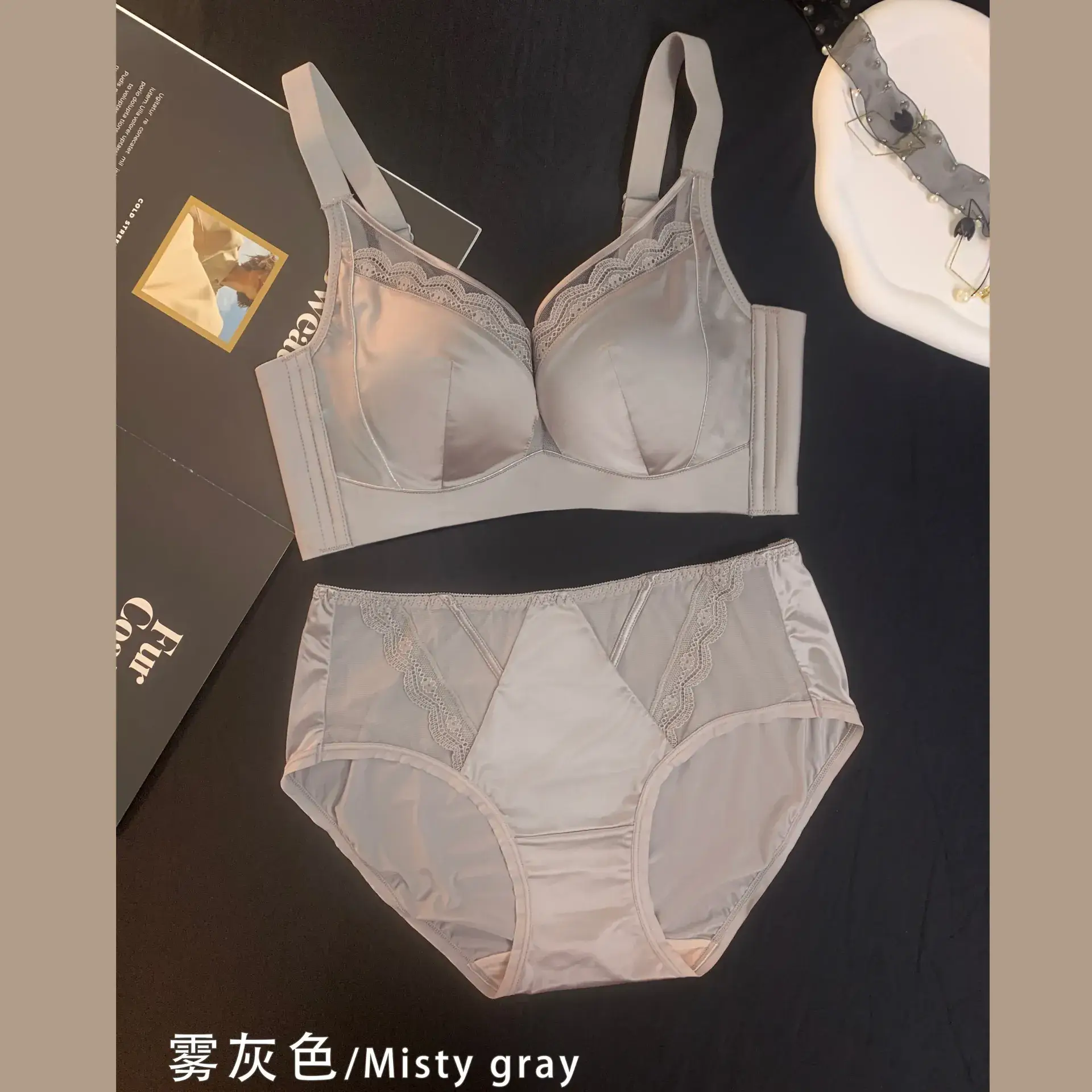 Light Gray Bralette with Lace & Back Gather — feature 13