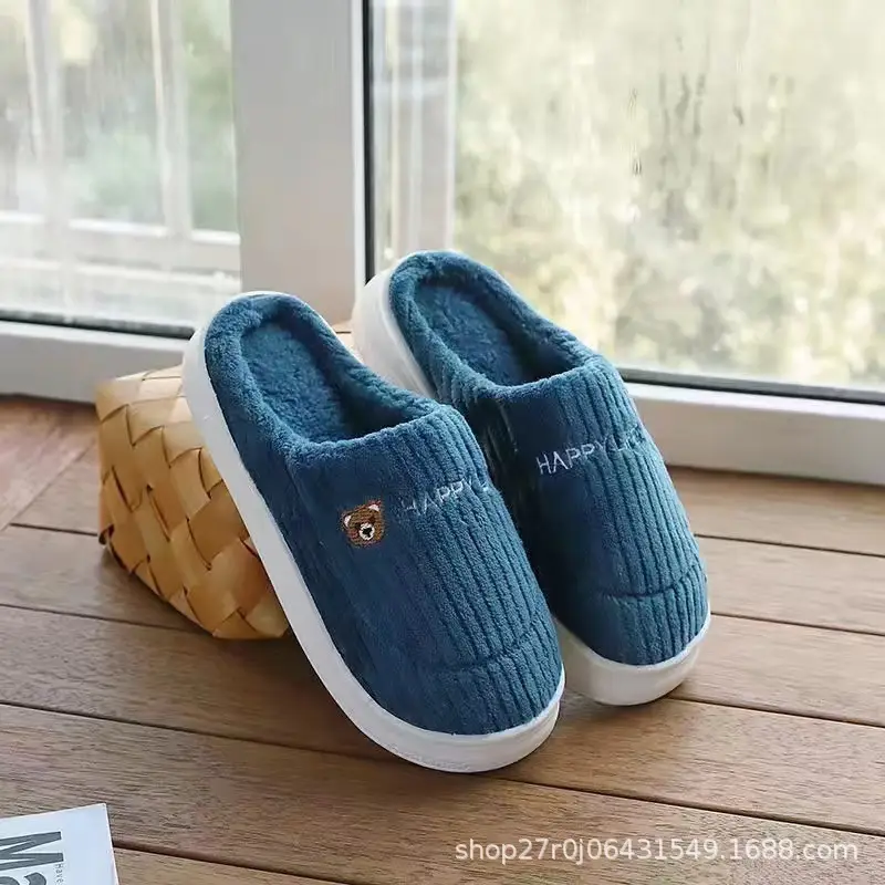 2025 New Style Cotton Slippers Women's Winter Indoor Home Home Warm Mao Mao Slippers Men's Household Men's Winter