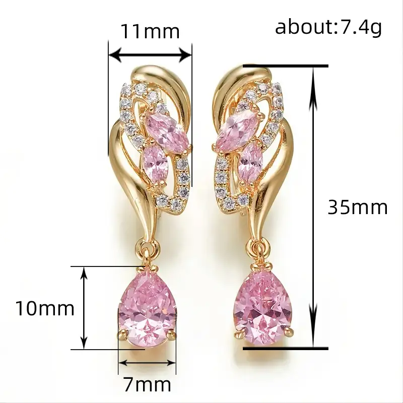 Birthstone Drop Earrings Pink Gold High End Luxury
