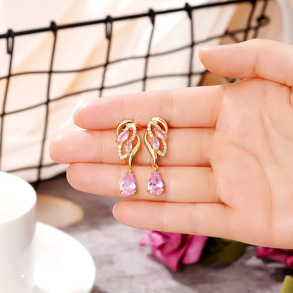 Birthstone Drop Earrings Pink Gold High End Luxury — feature 5
