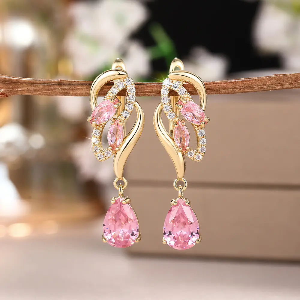 Birthstone Drop Earrings Pink Gold High End Luxury — feature 7