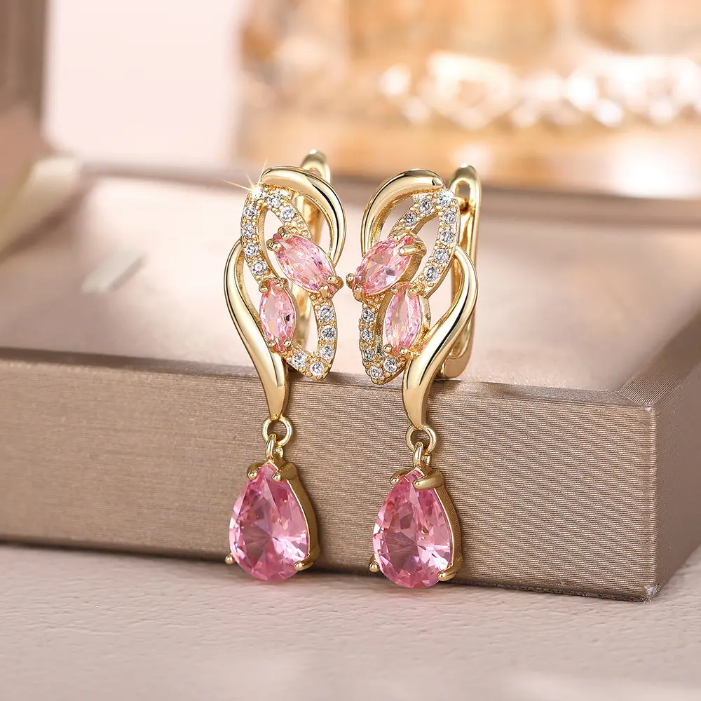 Birthstone Drop Earrings Pink Gold High End Luxury — feature 8