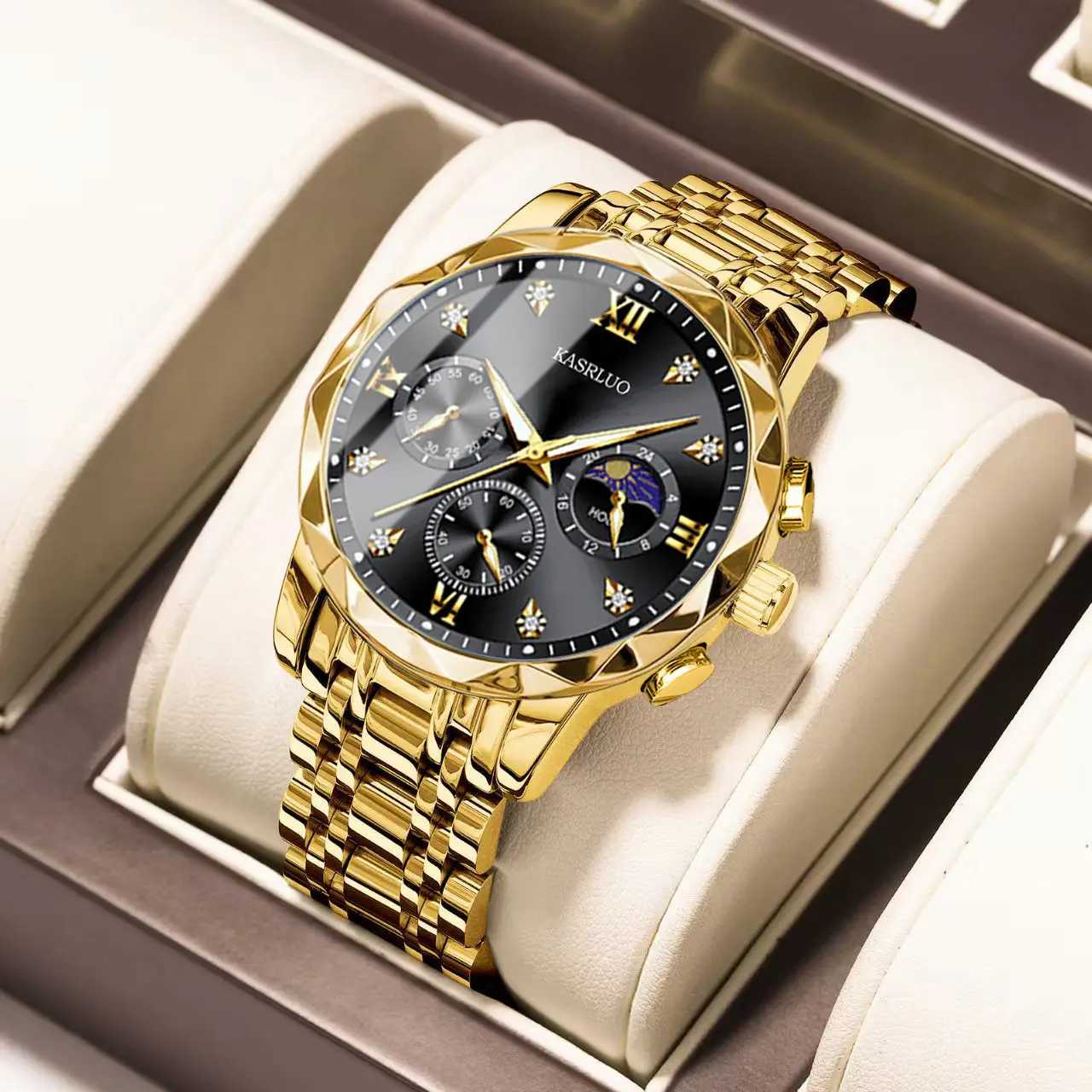 Men's Blue Dial Waterproof Watch with 3 Subdials - Image 10