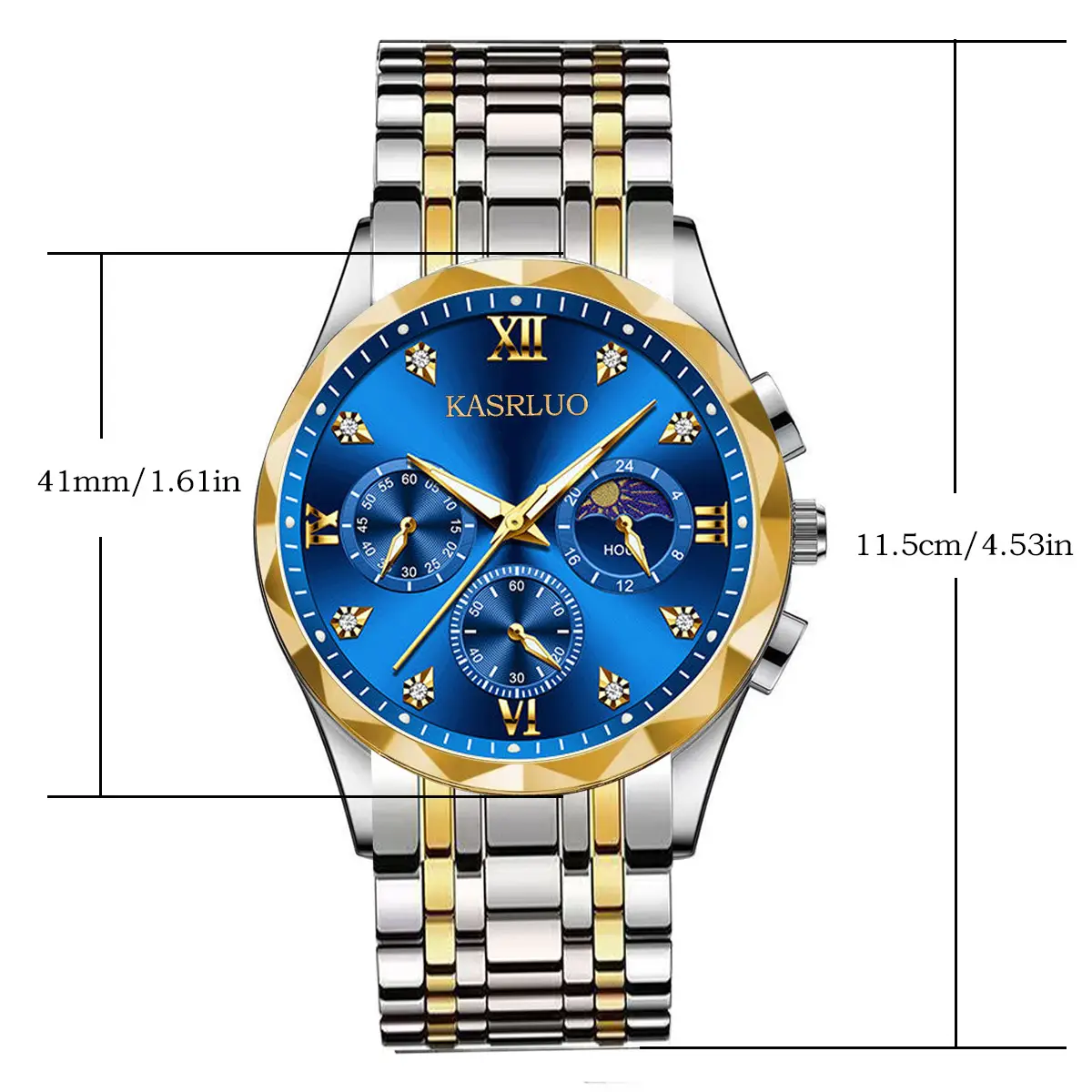 Men's Blue Dial Waterproof Watch with 3 Subdials — feature 2