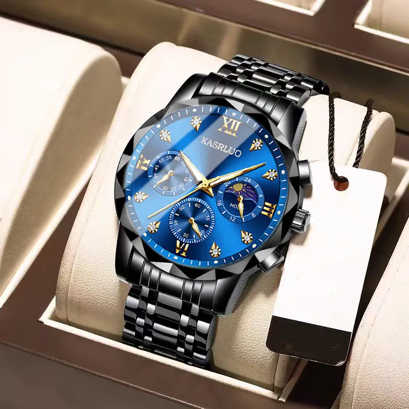 Men's Blue Dial Waterproof Watch with 3 Subdials - Image 15