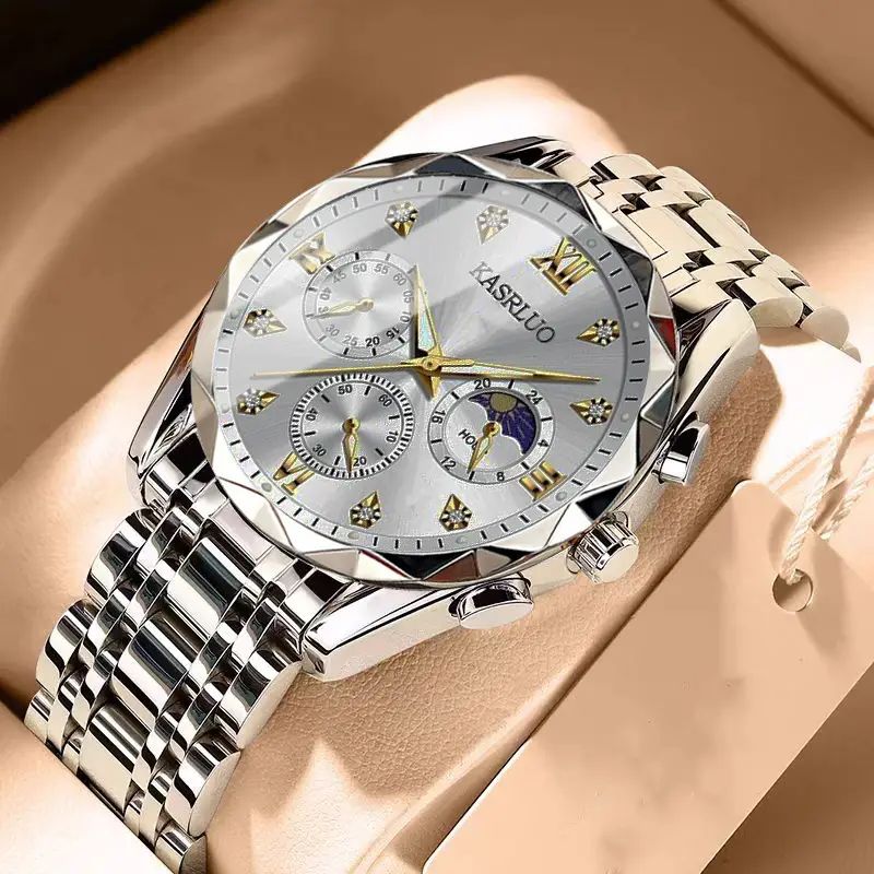 Men's Blue Dial Waterproof Watch with 3 Subdials - Image 5