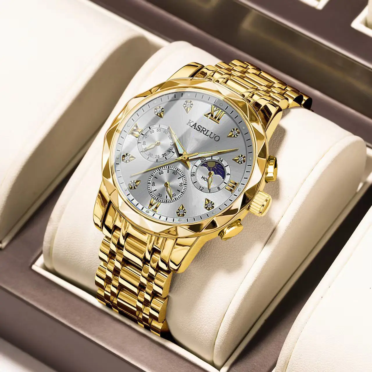 Men's Blue Dial Waterproof Watch with 3 Subdials - Image 9