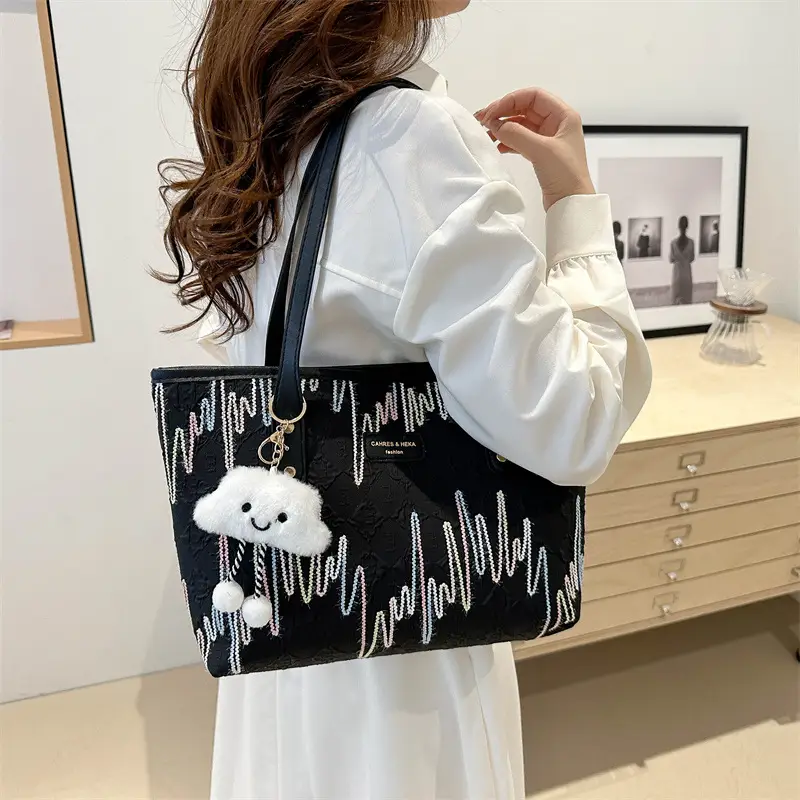 Women Printed Cotton Shoulder Bag Large Capacity Pink 2024 - Image 7