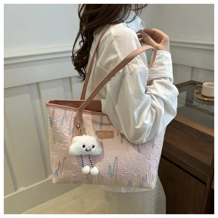 Women Printed Cotton Shoulder Bag Large Capacity Pink 2024 — feature 28