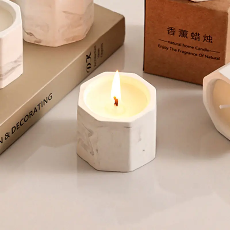 Niche Aromatherapy Candle Gypsum Cup Octagonal Cup Household Bedroom Aroma Butter Lamp Gift Cross-border Accompanying Day
