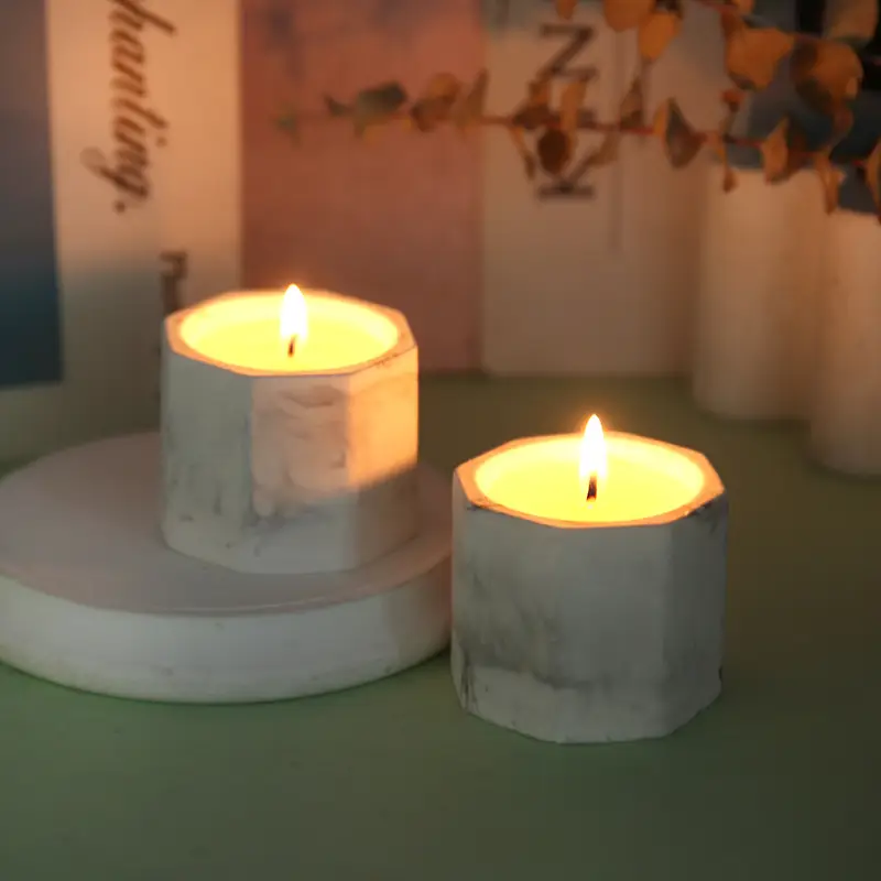 Niche Aromatherapy Candle Gypsum Cup Octagonal Cup Household Bedroom Aroma Butter Lamp Gift Cross-border Accompanying Day