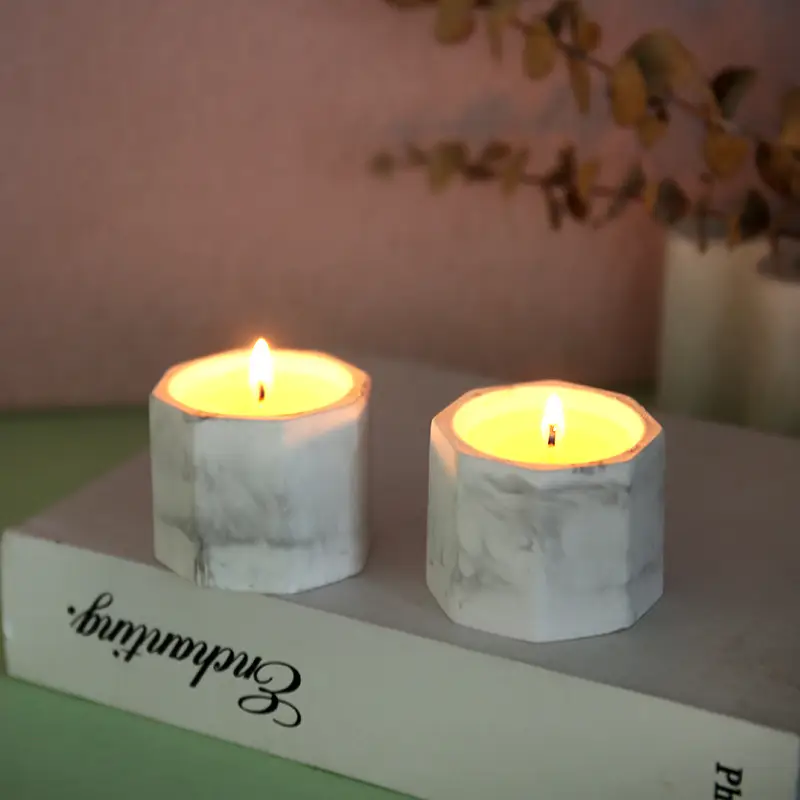 Niche Aromatherapy Candle Gypsum Cup Octagonal Cup Household Bedroom Aroma Butter Lamp Gift Cross-border Accompanying Day