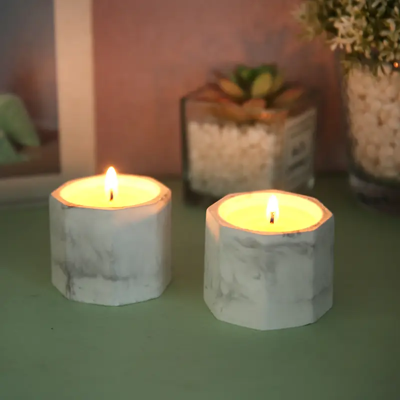 Niche Aromatherapy Candle Gypsum Cup Octagonal Cup Household Bedroom Aroma Butter Lamp Gift Cross-border Accompanying Day