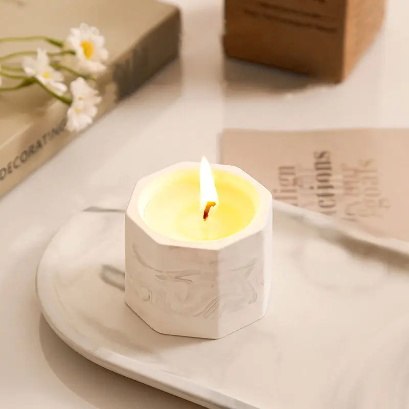 Niche Aromatherapy Candle Gypsum Cup Octagonal Cup Household Bedroom Aroma Butter Lamp Gift Cross-border Accompanying Day