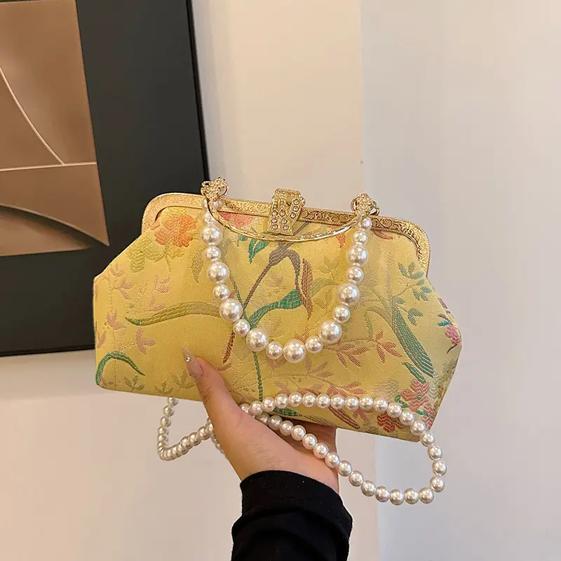2024 Summer Shell Bag Women Floral Pearl Beaded Crossbody - Image 3