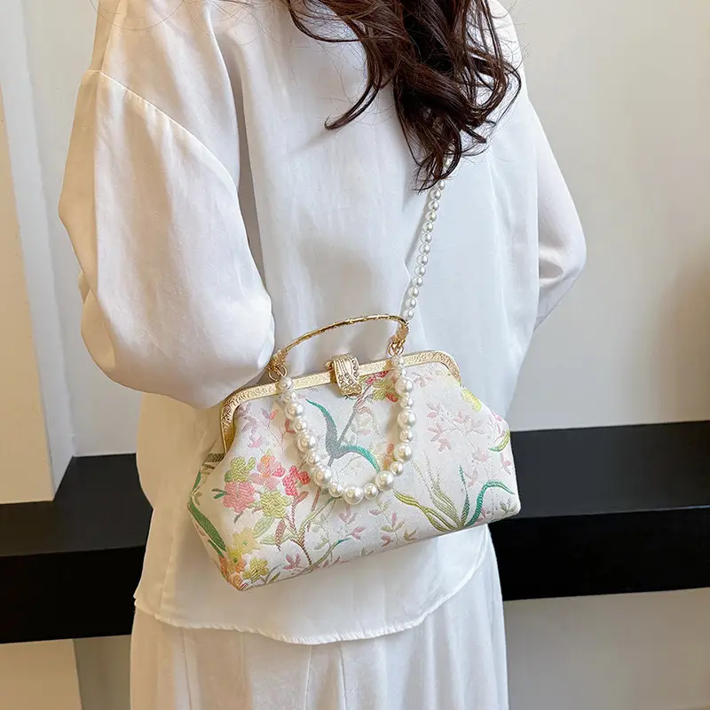 2024 Summer Shell Bag Women Floral Pearl Beaded Crossbody - Image 4