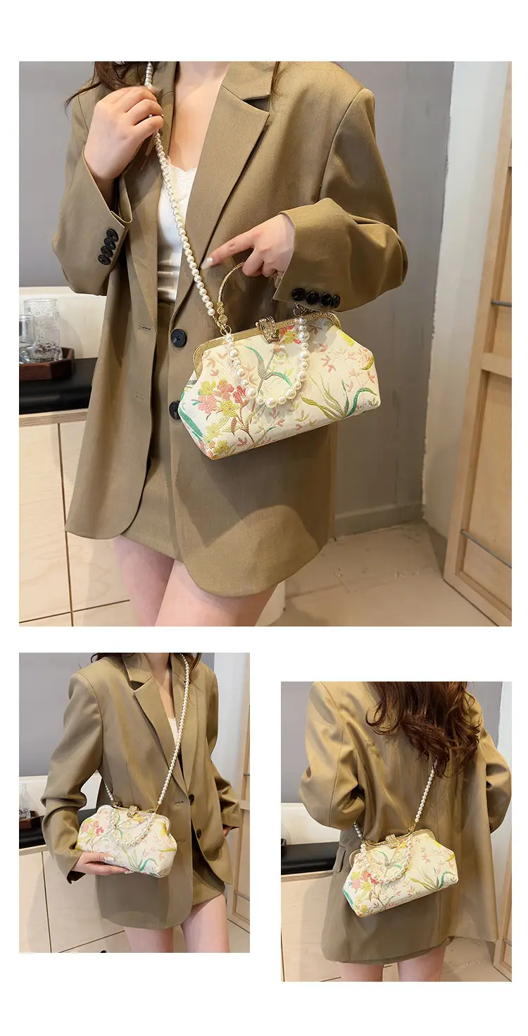 2024 Summer Shell Bag Women Floral Pearl Beaded Crossbody — feature 16