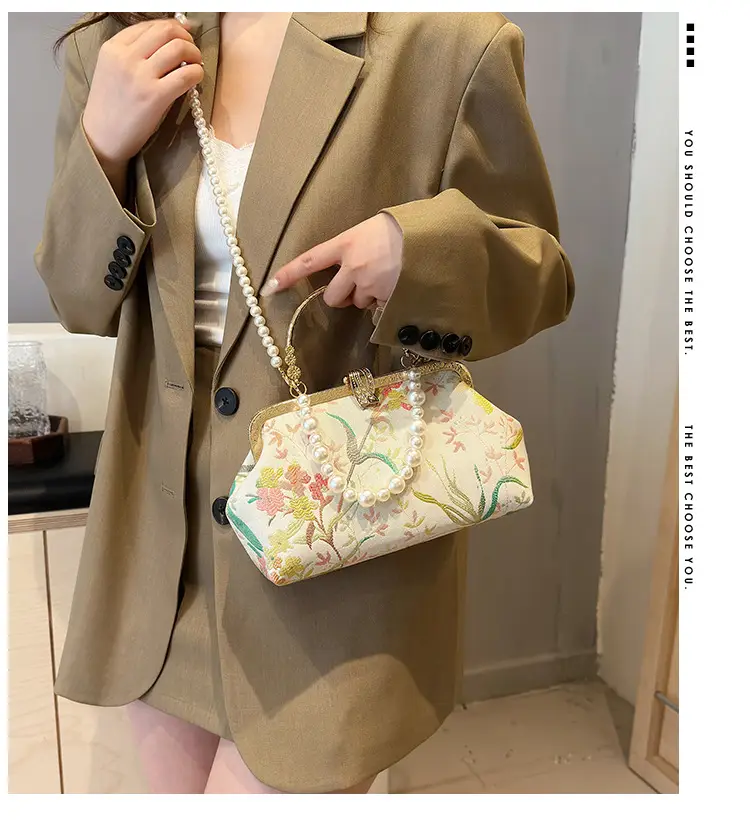 2024 Summer Shell Bag Women Floral Pearl Beaded Crossbody — feature 2