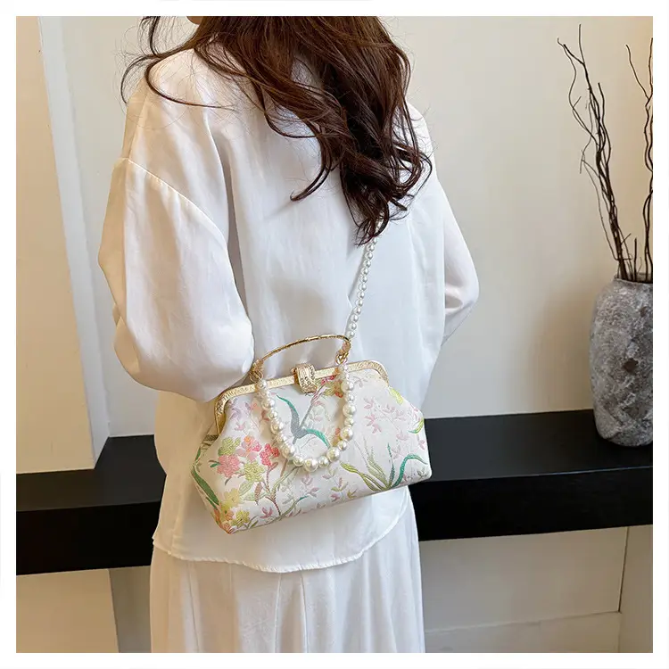 2024 Summer Shell Bag Women Floral Pearl Beaded Crossbody — feature 25