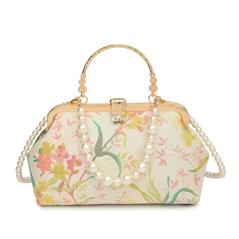 2024 Summer Shell Bag Women Floral Pearl Beaded Crossbody - Image 2