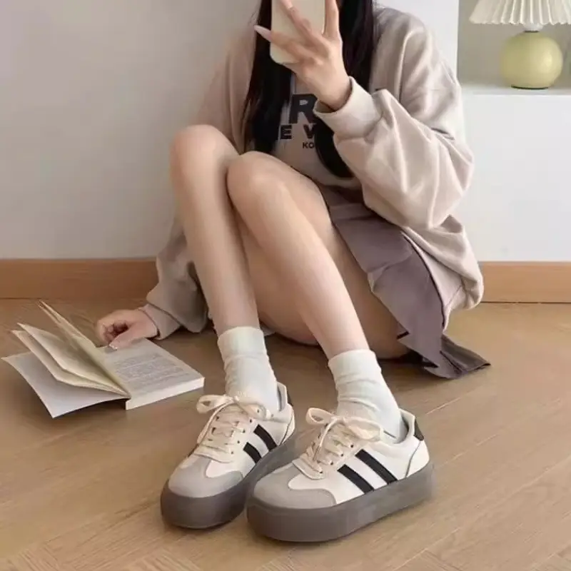 National Trbottomy Moral Training Shoes Women's Shoes 2025 New Spring and Autum Thick-Soled White Shoes Retro Forrest Gump Shoes Casual Sports Sneakers