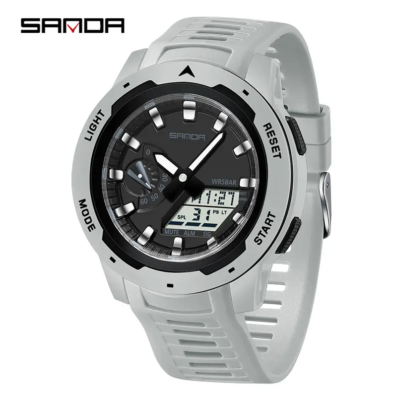 Sanda Black Digital Electronic Watch with LED Display