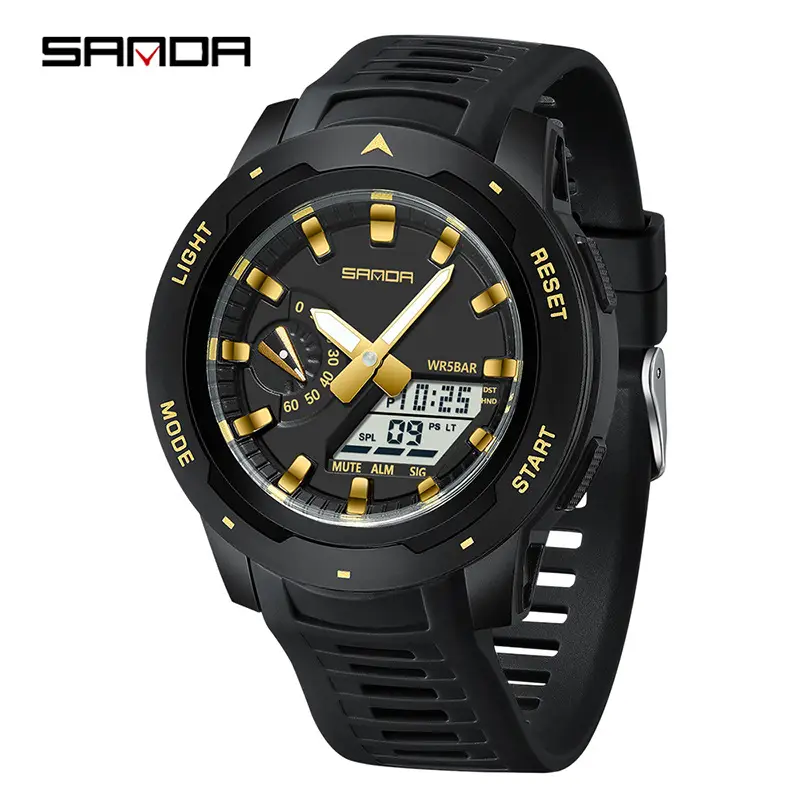 Men's Waterproof Black Digital Sport Watch with Alarm Clock - Image 5