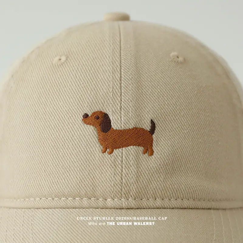 Stubble Dachshund Baseball Cap Tan — feature 5