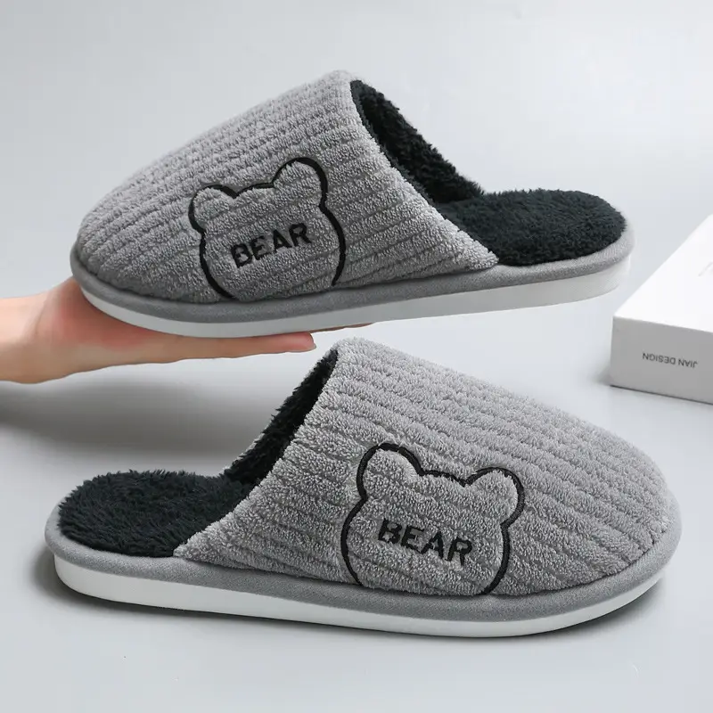 Cotton Slippers for Women in Autumn and Winter, with Heel, for Home Use, Thick-Soled, Warm, Non-Slip, Furry Cotton Shoes for Men, Wholesale - Image 7