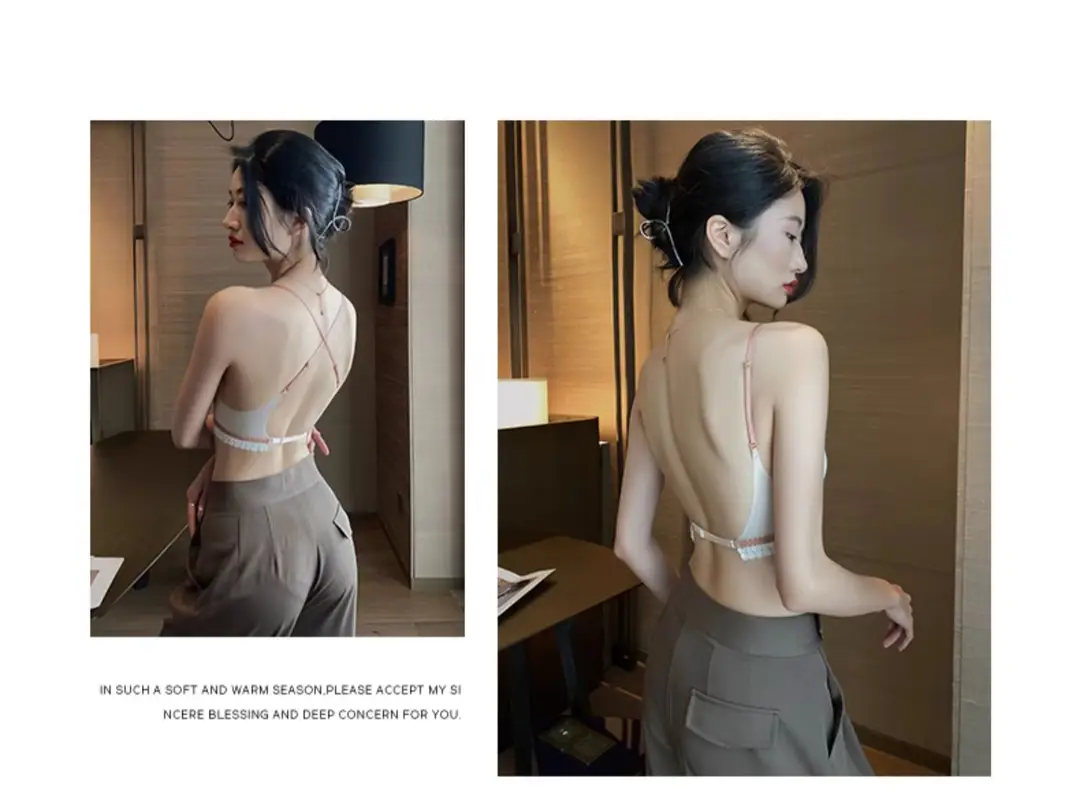 Beautiful Back Front Buckle Underwear Women's Summer Thin French Style Small Chest Triangle Cup Sexy Lace Thin Shoulder Strap Bra No Rings — feature 28