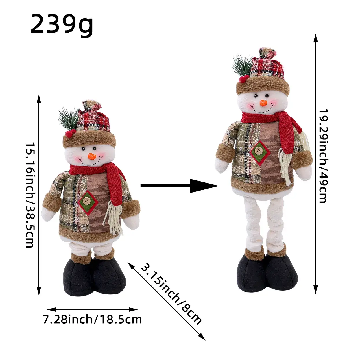 Christmas Snowman Doll 429g Decorative Ornament - Image 2