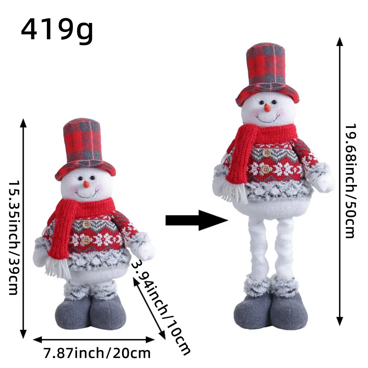 Christmas Snowman Doll 429g Decorative Ornament - Image 5