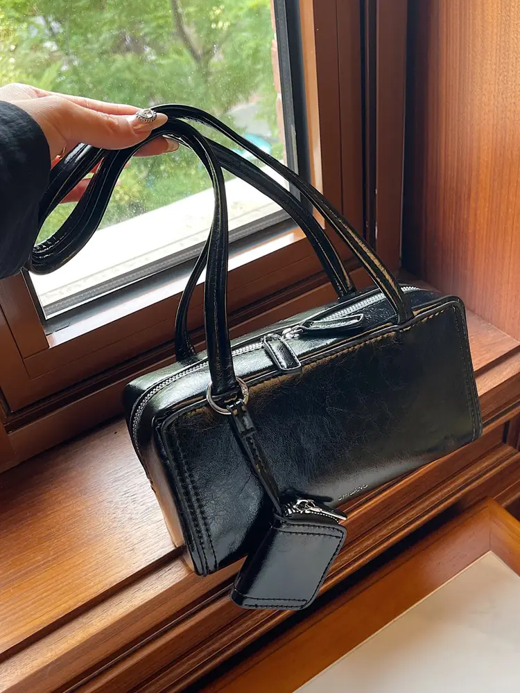 Elegant Korean One Shoulder Bag Beige Square Design