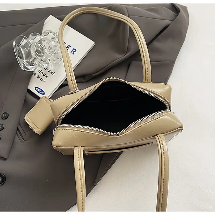 Elegant Korean One Shoulder Bag Beige Square Design — feature 11