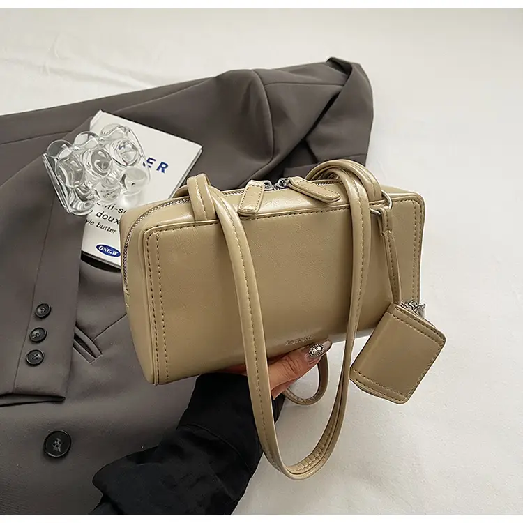 Elegant Korean One Shoulder Bag Beige Square Design — feature 25