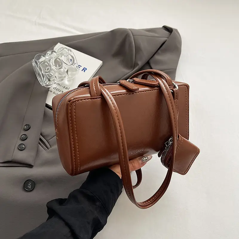 Elegant Korean One Shoulder Bag Beige Square Design