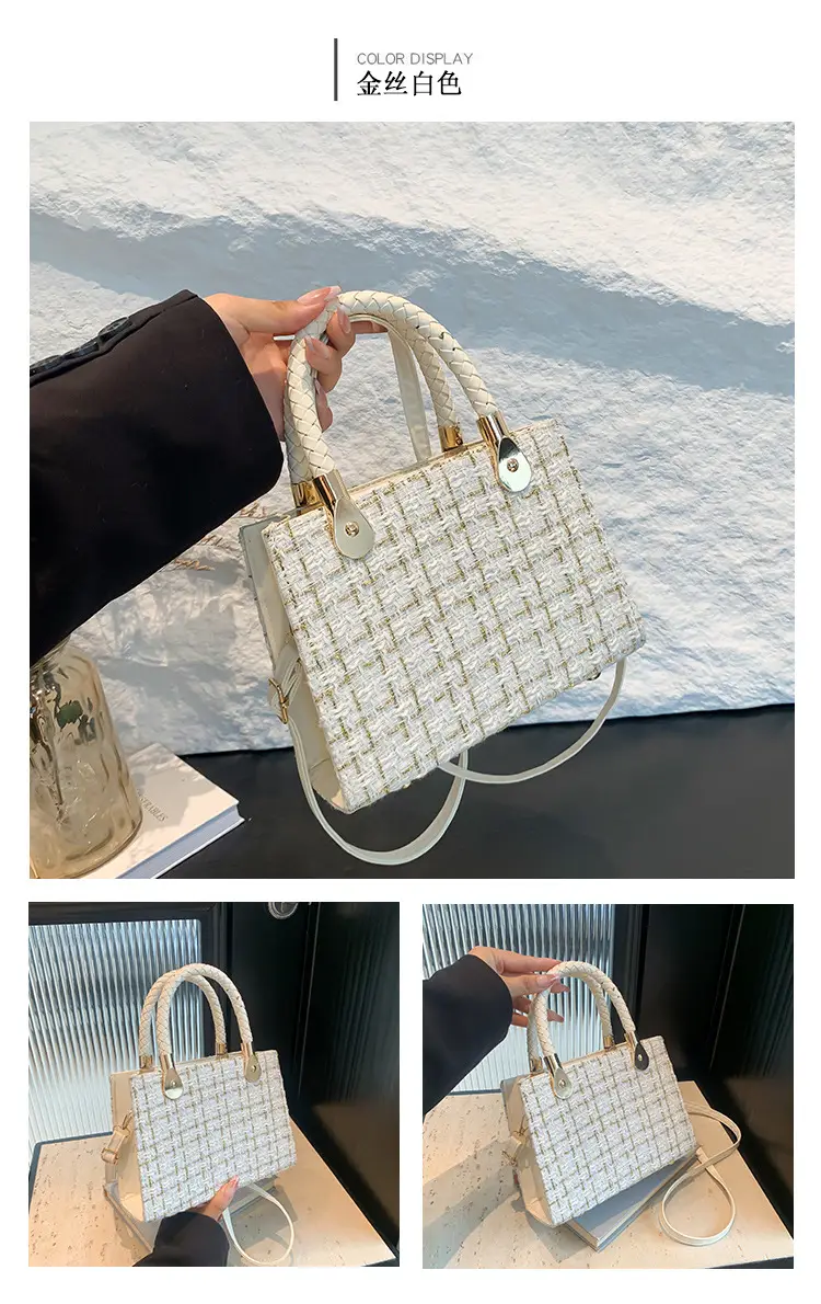 Women Woolen Shoulder Crossbody Bag Black Plaid 2024 — feature 24