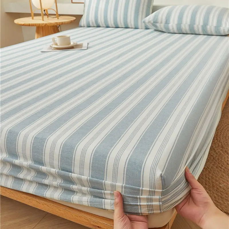 Maternal and infant class a cotton yarn-dyed washed cotton bed hat single double student dormitory cotton bed sheet bedspread universal for all seasons
