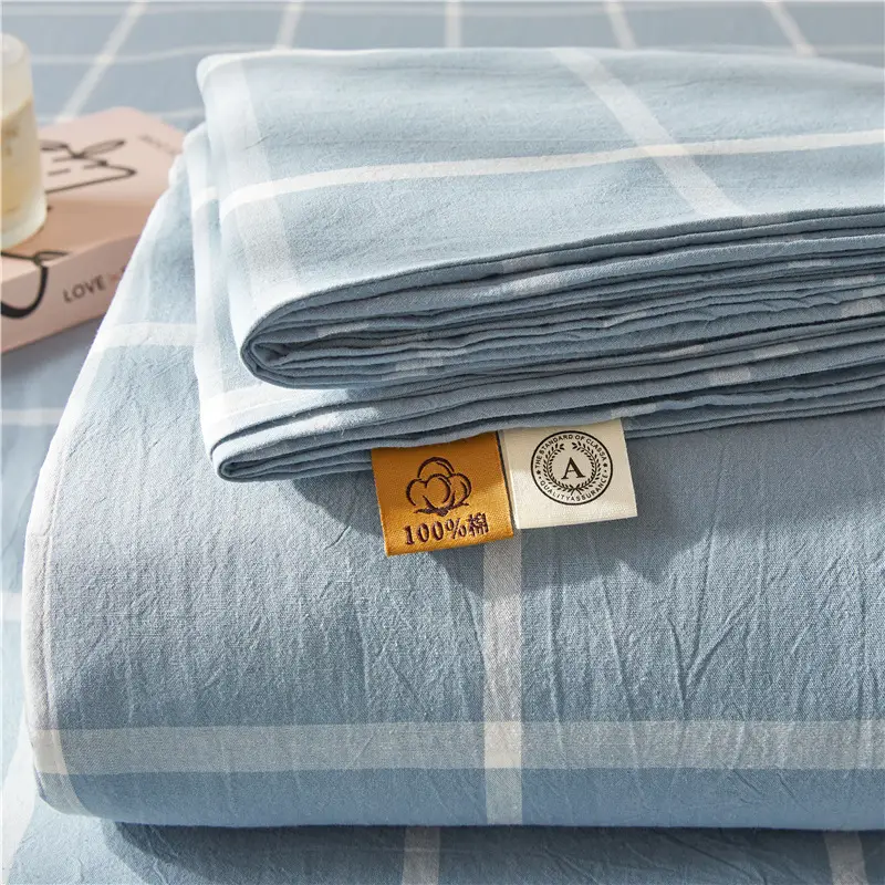Maternal and infant class a cotton yarn-dyed washed cotton bed hat single double student dormitory cotton bed sheet bedspread universal for all seasons