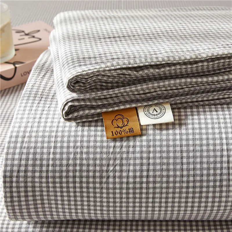 Maternal and infant class a cotton yarn-dyed washed cotton bed hat single double student dormitory cotton bed sheet bedspread universal for all seasons