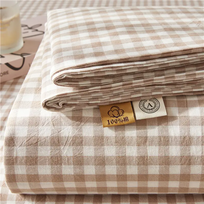 Maternal and infant class a cotton yarn-dyed washed cotton bed hat single double student dormitory cotton bed sheet bedspread universal for all seasons