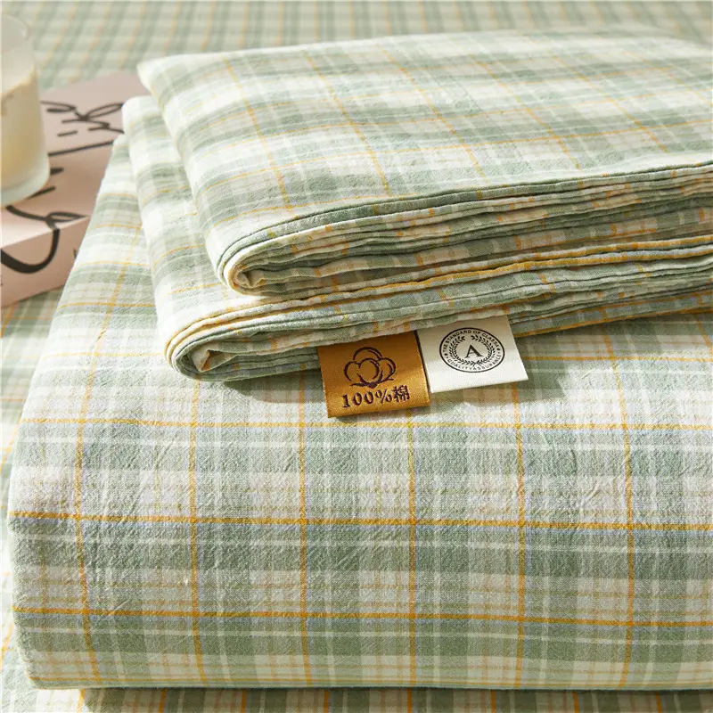 Maternal and infant class a cotton yarn-dyed washed cotton bed hat single double student dormitory cotton bed sheet bedspread universal for all seasons