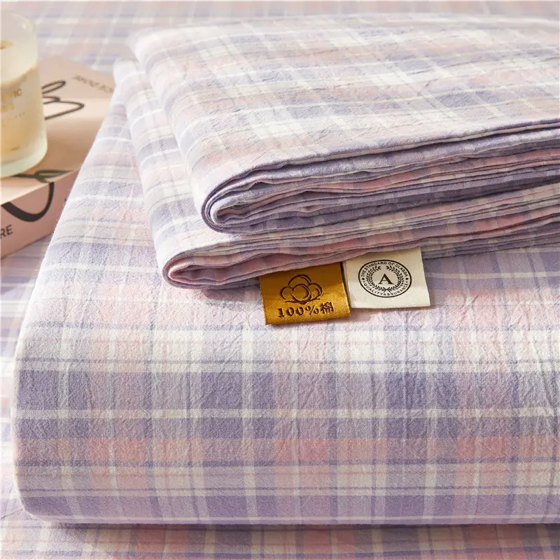 Maternal and infant class a cotton yarn-dyed washed cotton bed hat single double student dormitory cotton bed sheet bedspread universal for all seasons