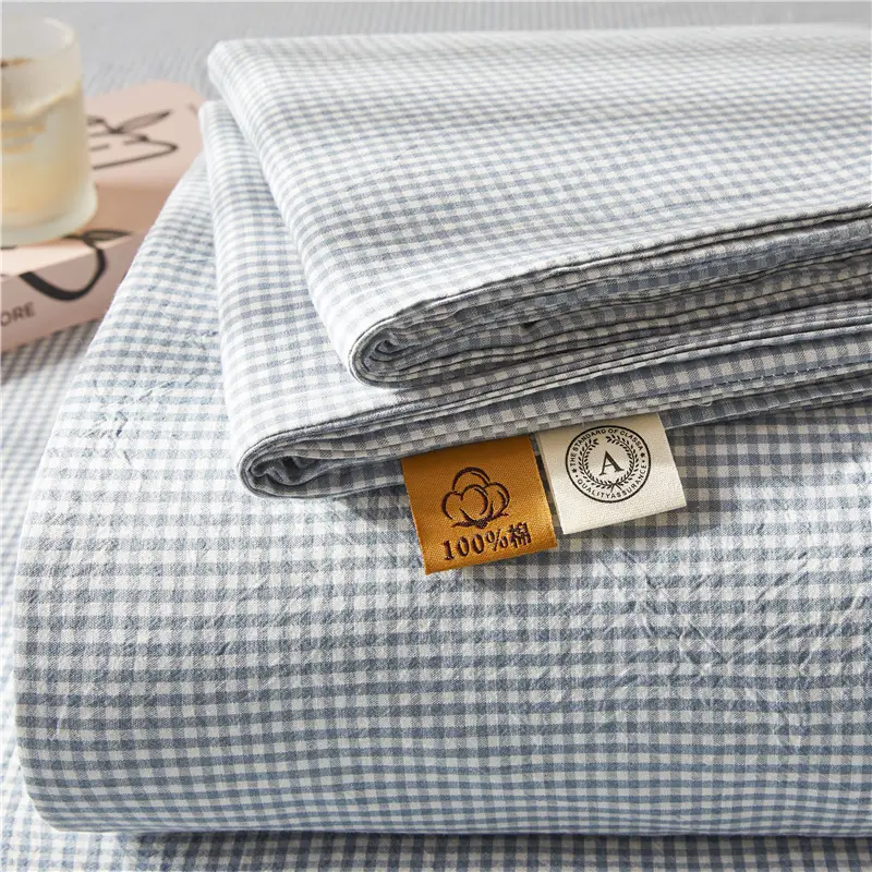 Maternal and infant class a cotton yarn-dyed washed cotton bed hat single double student dormitory cotton bed sheet bedspread universal for all seasons